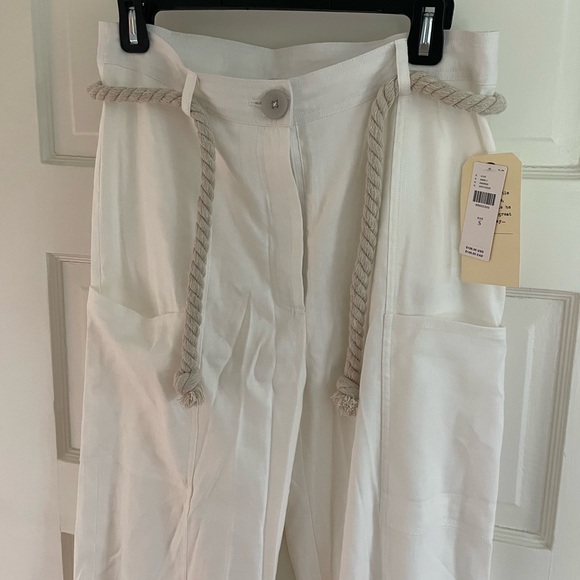 By Anthropologie High-Waist Rope Belt Linen Pants Size Small - Picture 4 of 6